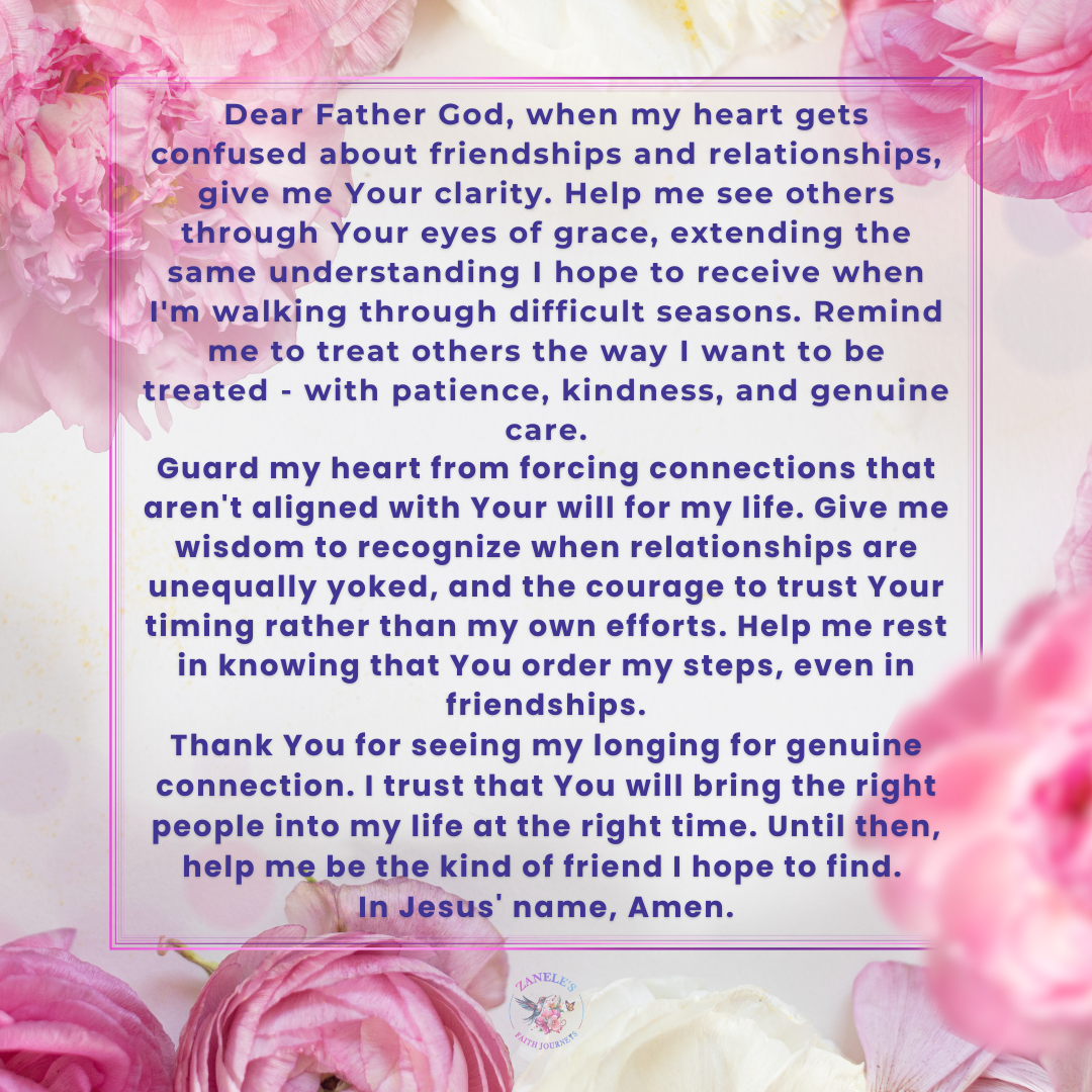 Prayer graphic asking God for clarity and grace in friendships and relationships.