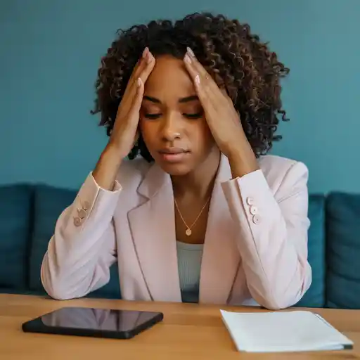 Woman in quiet contemplation, representing financial and emotional pressure.