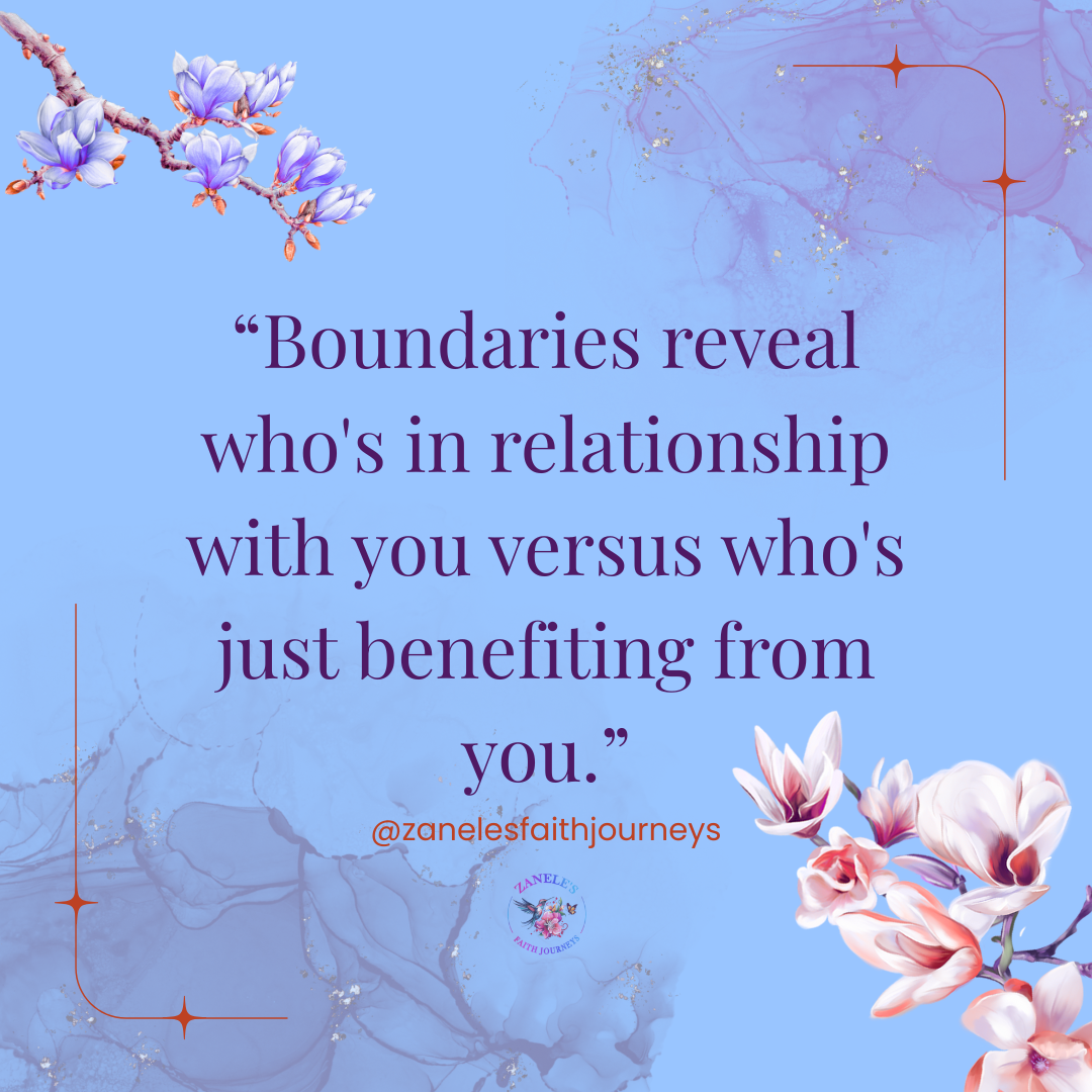 Text quote on background reads: Boundaries reveal who's in relationship with you versus who's just benefiting from you.