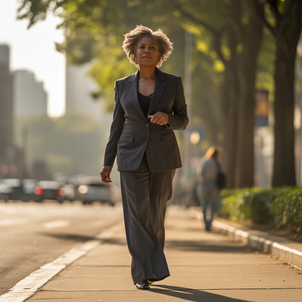 Woman walking confidently on a path, embracing freedom through healthy boundaries.
