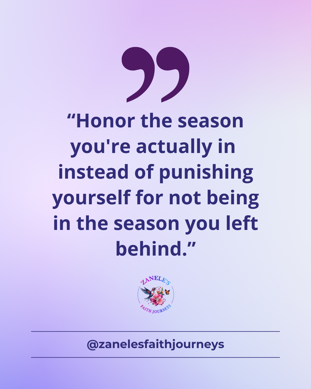 Inspirational quote graphic about honoring your current season of life instead of comparing yourself to a past version of yourself.