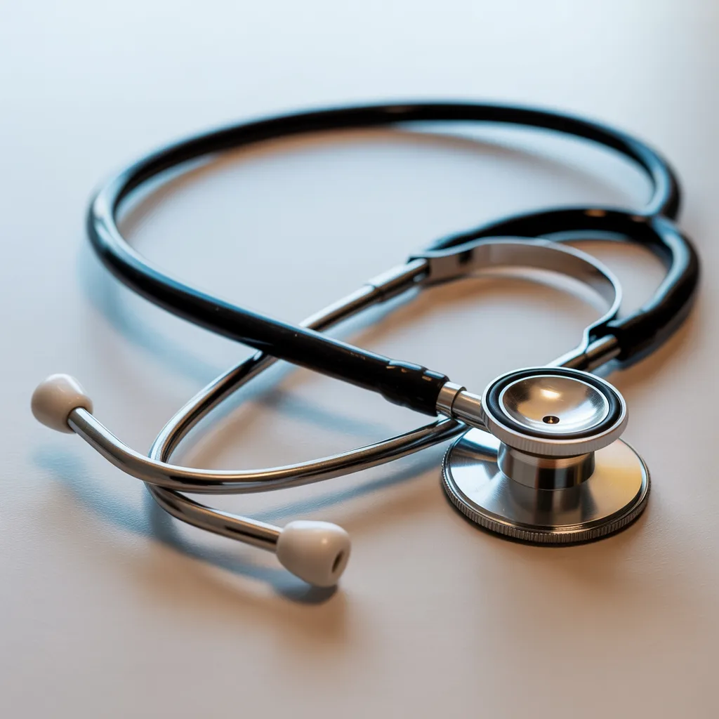 Medical stethoscope symbolizing healthcare decisions, the tension between bodily pain and financial concerns, and learning to listen to warning signs.
