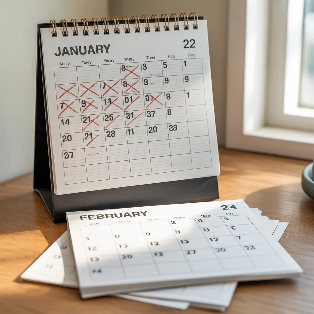 Calendar page turning from January to February, symbolizing that a rough start doesn't define the entire year.