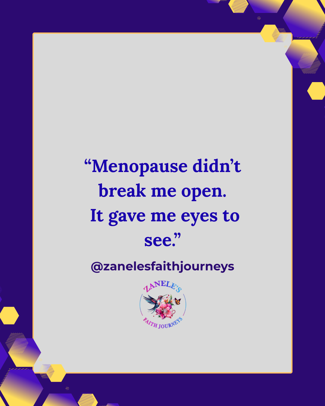 Quote about menopause bringing clarity and self-understanding.