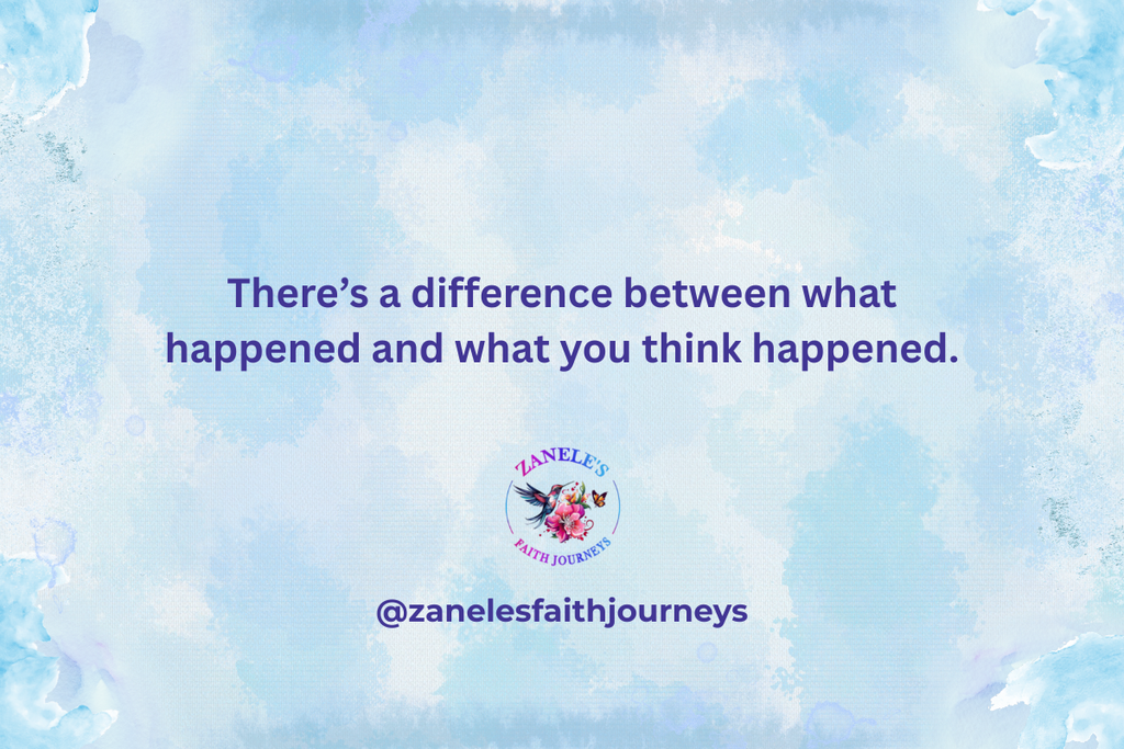 Zanele’s Faith Journeys pull quote: ‘There’s a difference between what happened and what you think happened'.